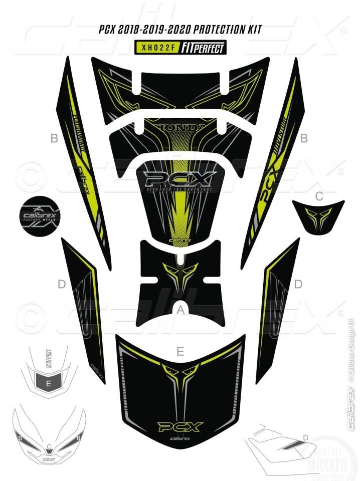 HONDA PCX 125 TANK PAD FULL SET 11 PARÇA SİYAH-SARI 2018-2020