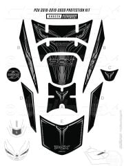 HONDA PCX 125 TANK PAD FULL SET 11 PARÇA SİYAH-GRİ DESENLİ 2018-2020