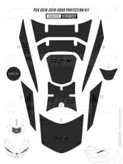 HONDA PCX 125 TANK PAD FULL SET 10 PARÇA SİYAH-GRİ DESENLİ 2018-2020