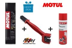 MOTUL C4 ZİNCİR SPREYİ RACİNG ROAD 400ml+ZİNCİR TEMİZLEME FIRÇASI+BALATA SPREYİ