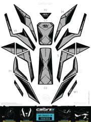 HONDA ADV 350 TANK PAD FULL SET 19 PARÇA SİYAH-GRİ 2023-2024