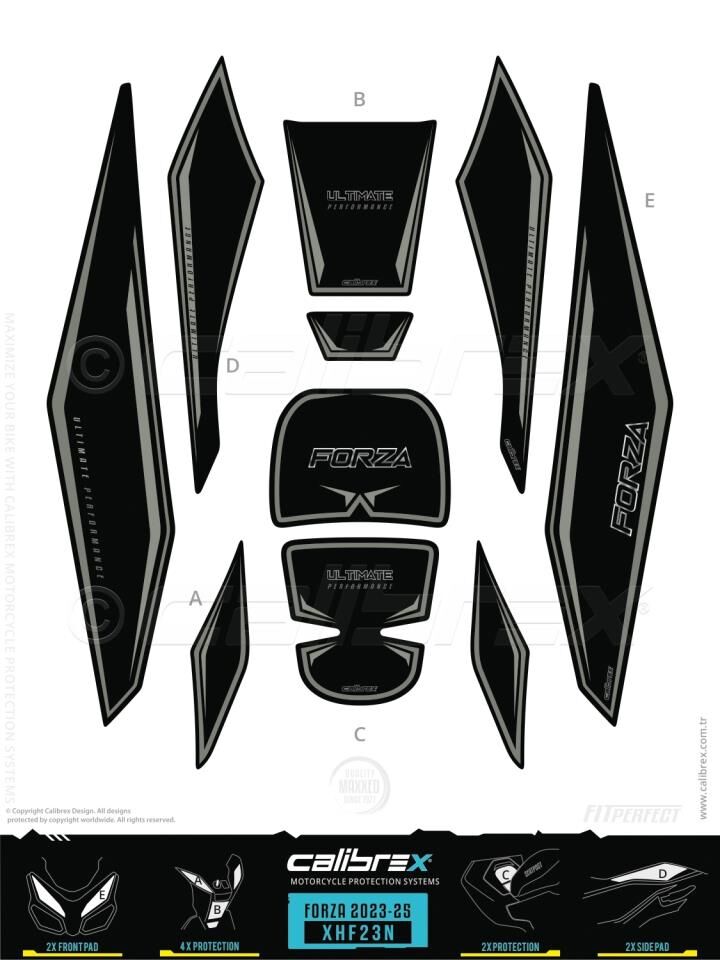 HONDA FORZA TANK PAD FULL SET 10 PARÇA SİYAH - 2023-2024