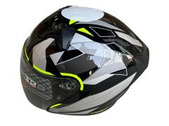 KC YARIM KASK VİZÖRLÜ KC528-1 SİYAH GRİ NEON YEŞİL L