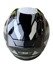 KC YARIM KASK VİZÖRLÜ KC528-1 SİYAH GRİ NEON YEŞİL L