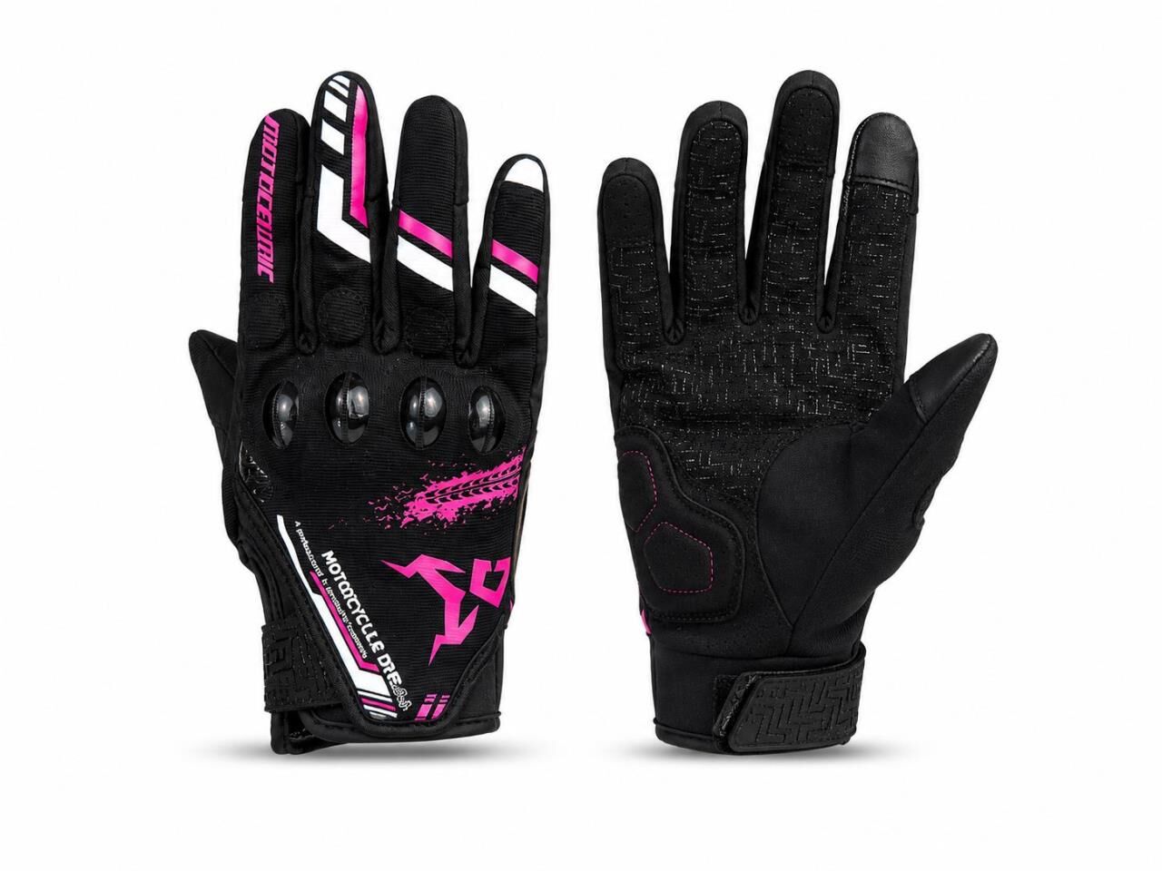 MOTO CENTRİC KORUMALI ELDİVEN CE-EN13594 BELGELİ SİYAH-PEMBE L BEDEN