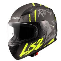 LS2 RAPID 2 RAVEN MAT SİYAH-GRİ-NEON SARI KASK M BEDEN