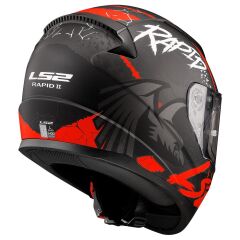 LS2 RAPID 2 RAVEN MAT SİYAH-BEYAZ-KIRMIZI KASK XL