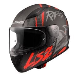 LS2 RAPID 2 RAVEN MAT SİYAH-BEYAZ-KIRMIZI KASK XXL BEDEN