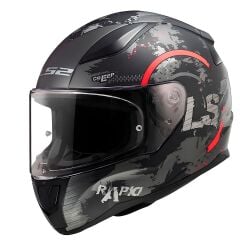 'LS2 RAPID 2 CIRCLE MAT SİYAH-KIRMIZI KASK M BEDEN