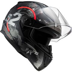 'LS2 RAPID 2 CIRCLE MAT SİYAH-KIRMIZI KASK L