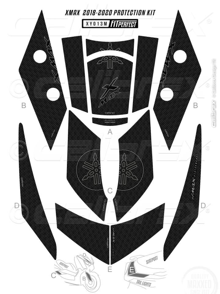 YAMAHA XMAX 250 TANK PAD FULL SET 12 PARÇA SİYAH 2018-2023