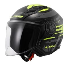 LS2 AIRFLOW 2 BRUSH SİYAH-NEON SARI KASK M BEDEN