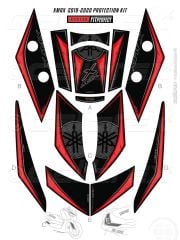 YAMAHA XMAX 250 TANK PAD FULL SET 12 PARÇA SİYAH-KIRMIZI 2018-2023