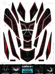 HONDA PCX 125 TANK PAD FULL SET 14 PARÇA SİYAH-KIRMIZI 2021-2024
