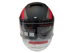 YARIM ÇENESİZ KASK JK-526 MAT SİYAH KIRMIZI M BEDEN