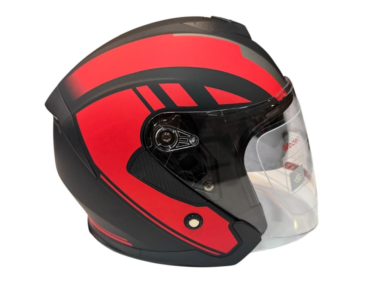 YARIM ÇENESİZ KASK JK-526 MAT SİYAH KIRMIZI L BEDEN