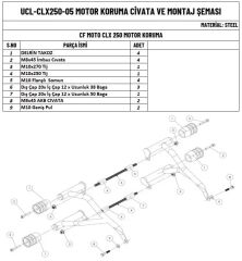 CF MOTO CLX 250 MOTOR KORUMA DEMİRİ TAKIM