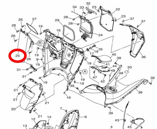 YAMAHA NMAX 125-155 İÇ PANEL 1 TORPİDO İÇ CEP ORJİNAL 2021-2024