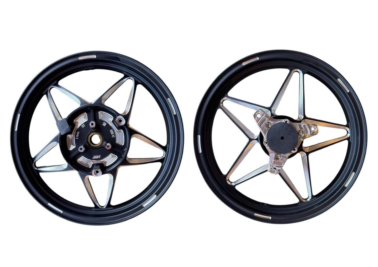 YAMAHA NMAX 125-155 CNC MODİFİYE JANT SİYAH TAKIM 1.85*2.15-14  İNC 2025-2026